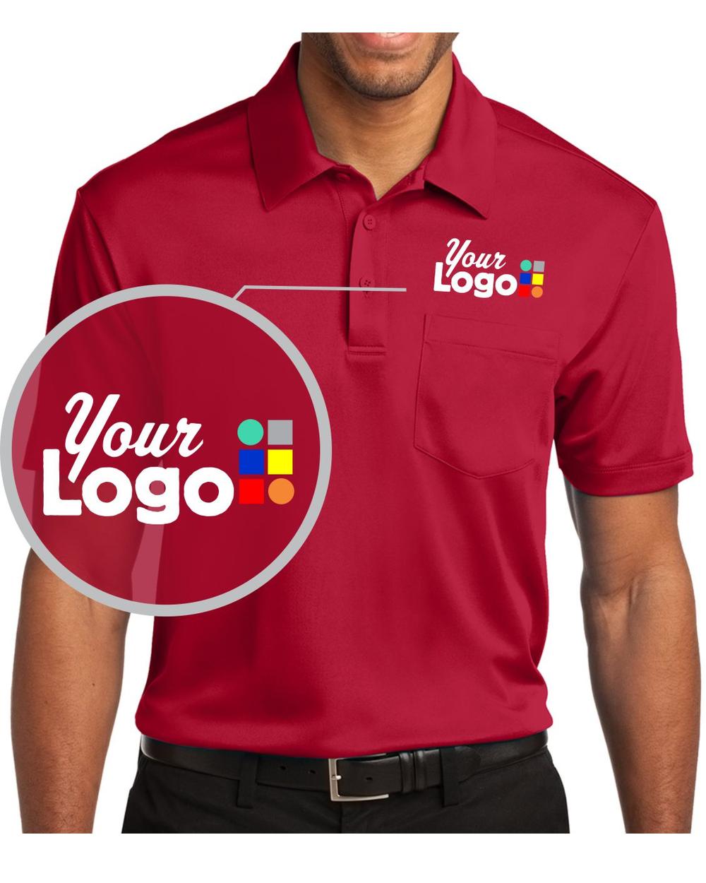 Port Authority S/S Silk Touch Pocket Custom Golf Shirt, color: Red