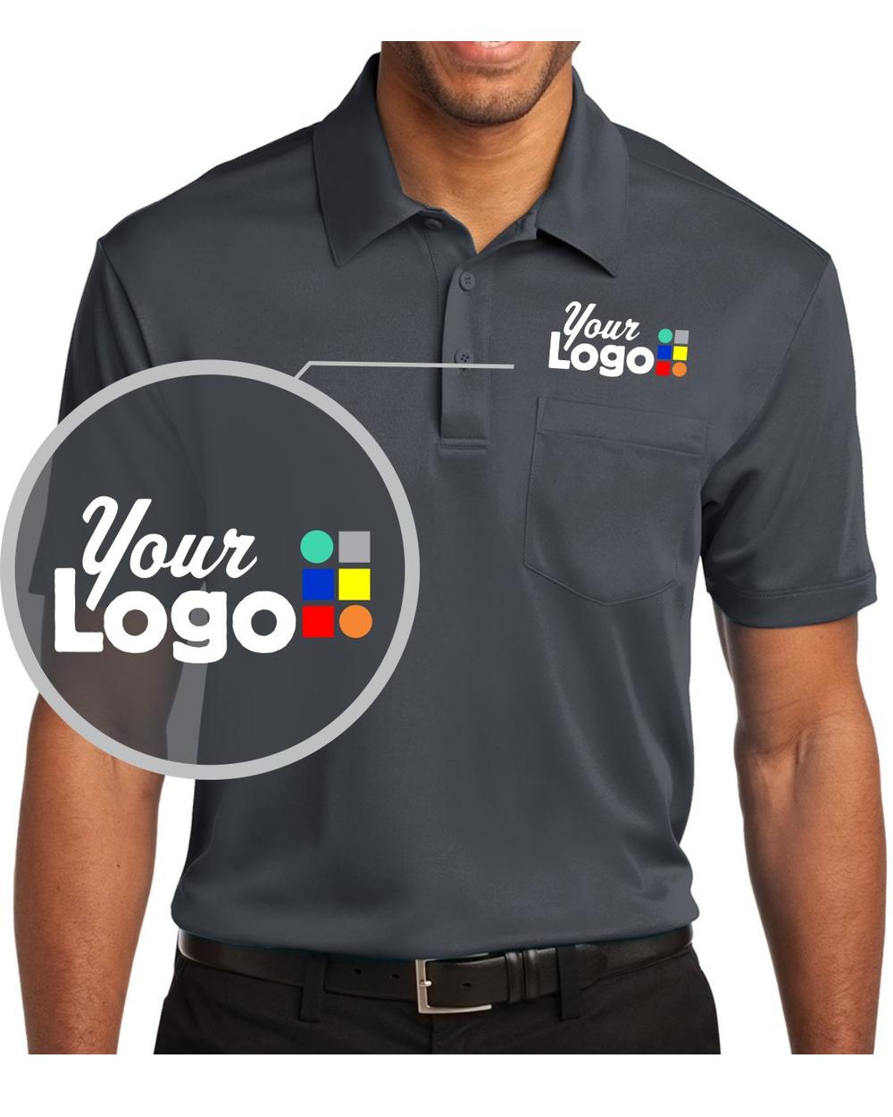 Port Authority S/S Silk Touch Pocket Custom Golf Shirt, color: Steel Grey