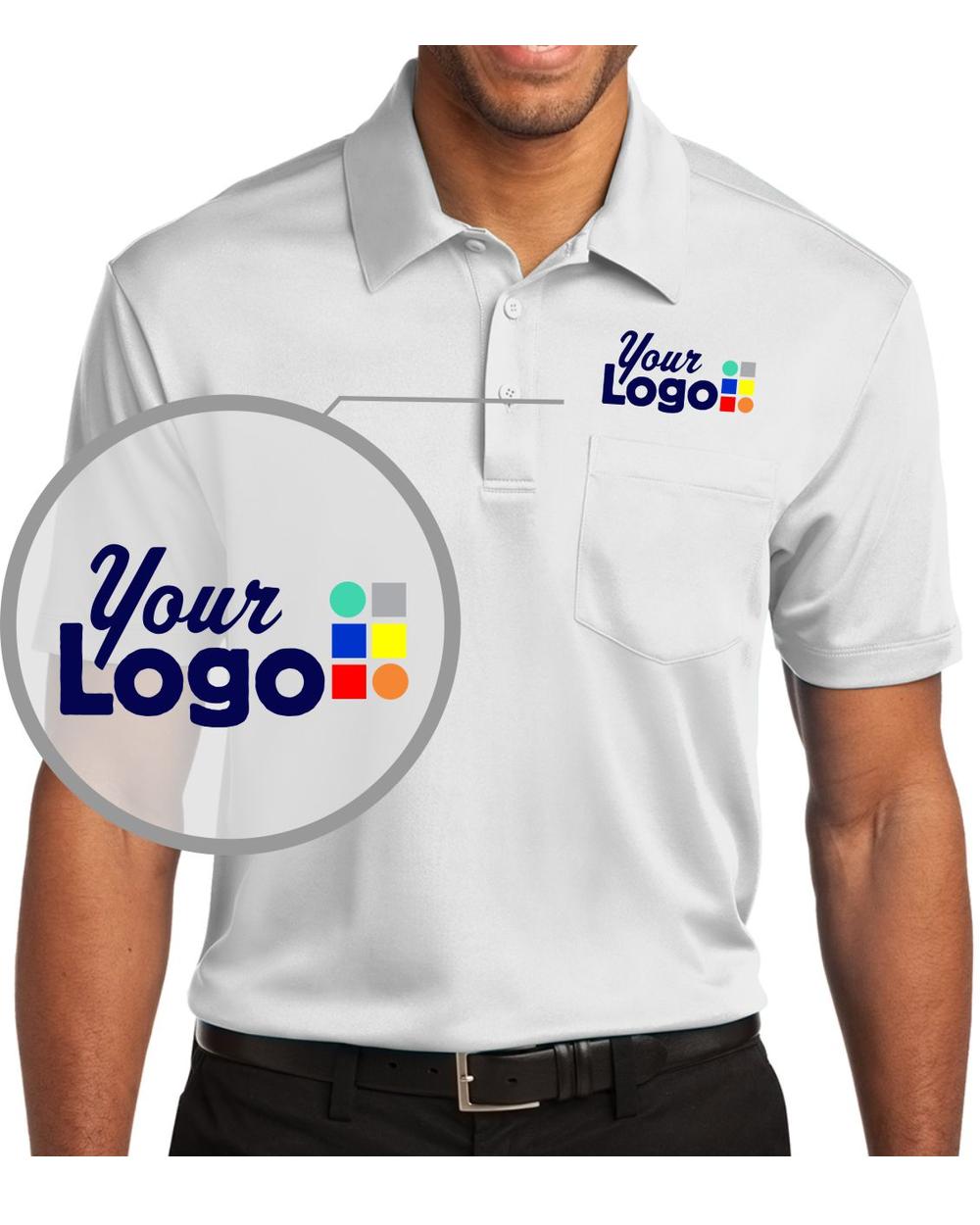 Port Authority S/S Silk Touch Performance Pocket Custom Golf Shirt, color: White