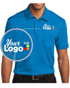 Port Authority S/S Silk Touch Performance Pocket Custom Golf Shirt, color: Brilliant Blue