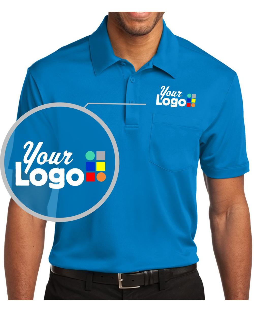 Port Authority S/S Silk Touch Pocket Custom Golf Shirt, color: Brilliant Blue