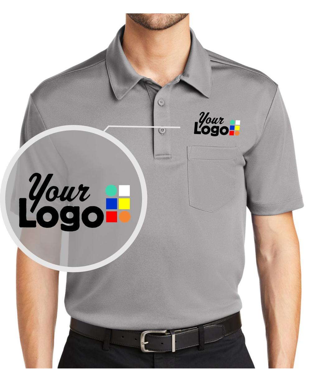 Port Authority S/S Silk Touch Pocket Custom Golf Shirt, color: Gusty Grey