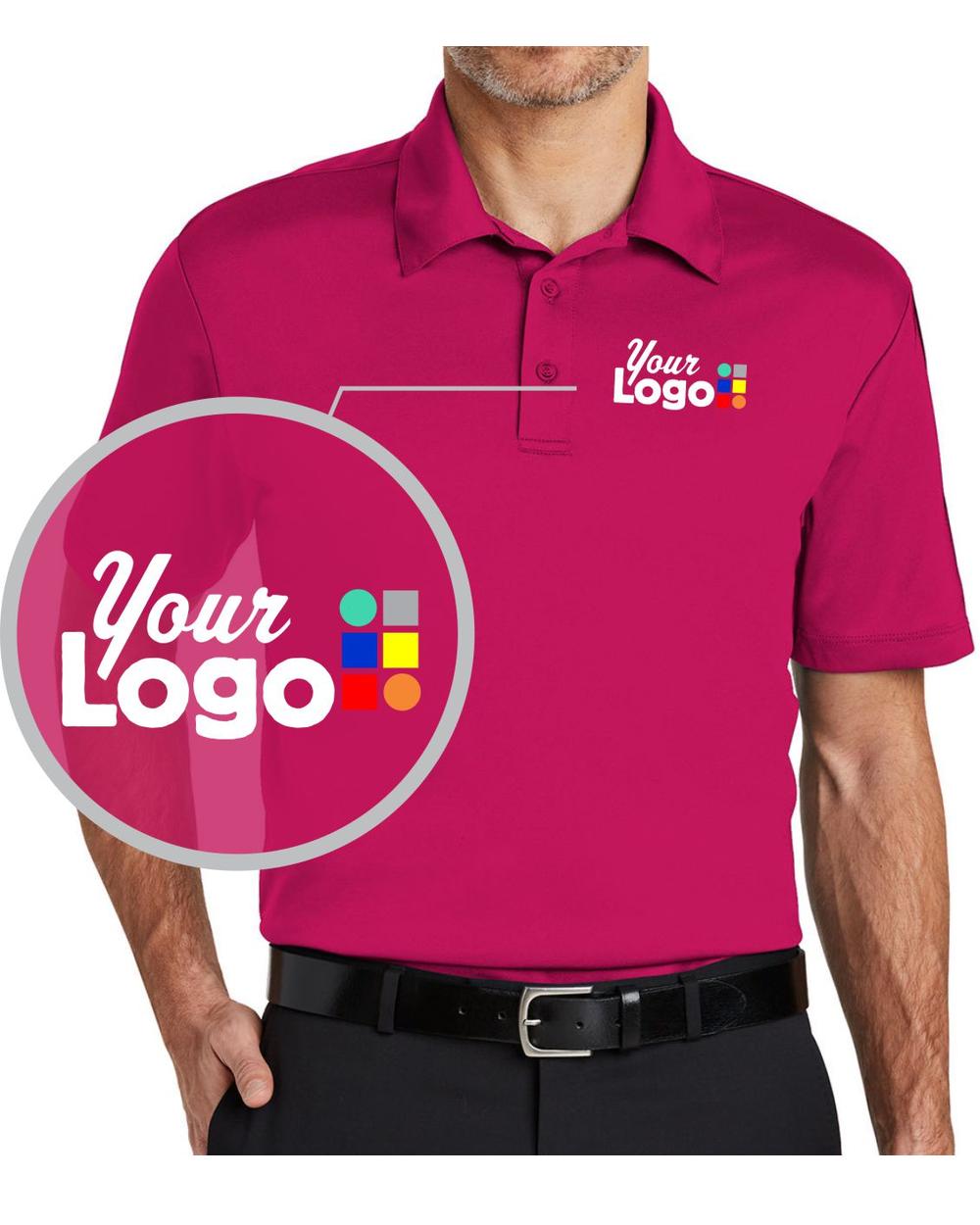 Port Authority S/S Silk Touch Custom Golf Shirt, color: Pink Raspberry