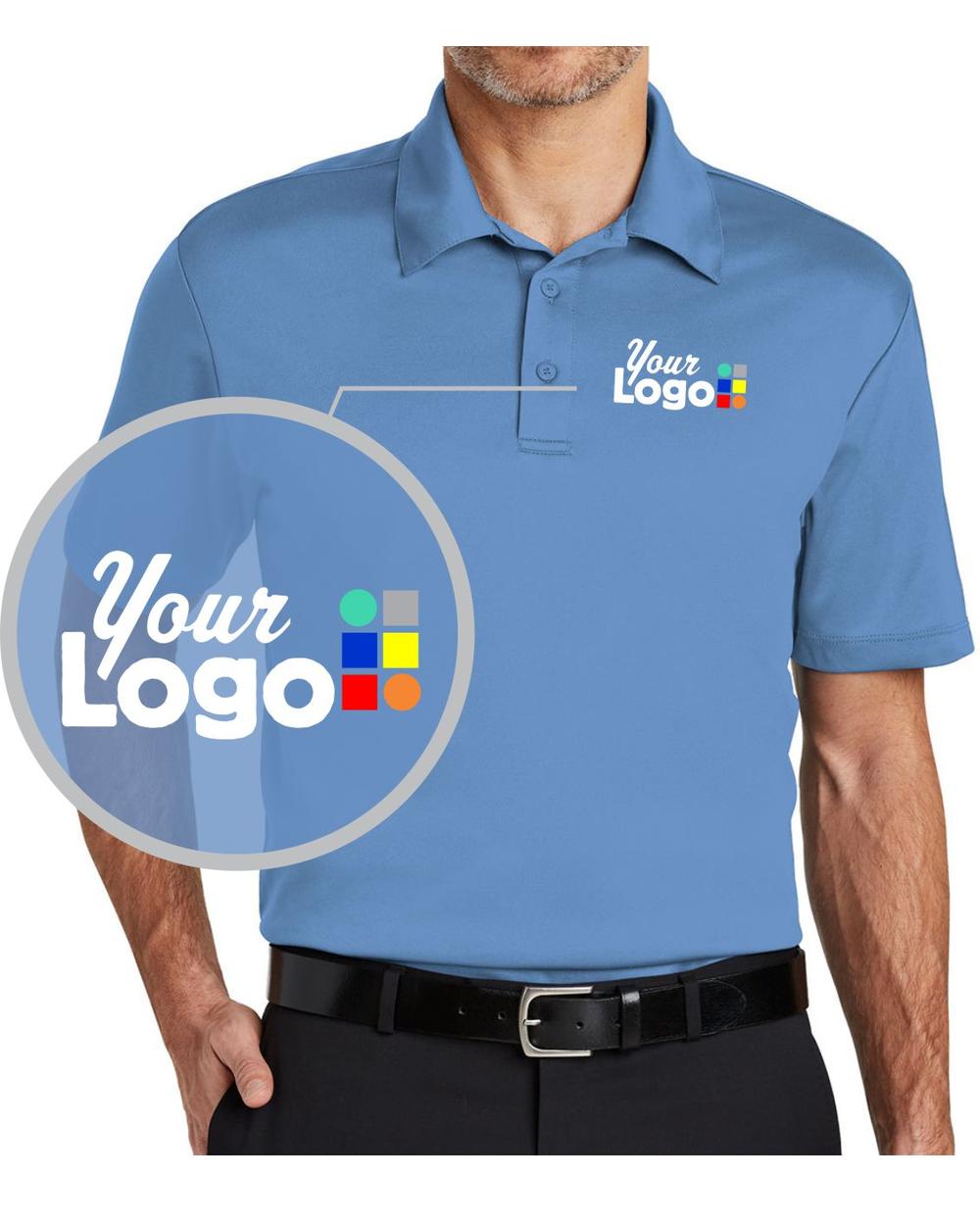 Port Authority S/S Silk Touch Custom Golf Shirt, color: Carolina Blue