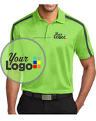 Port Authority S/S ShoulderStripe Custom Golf Shirt, color: Lime/Steel Grey