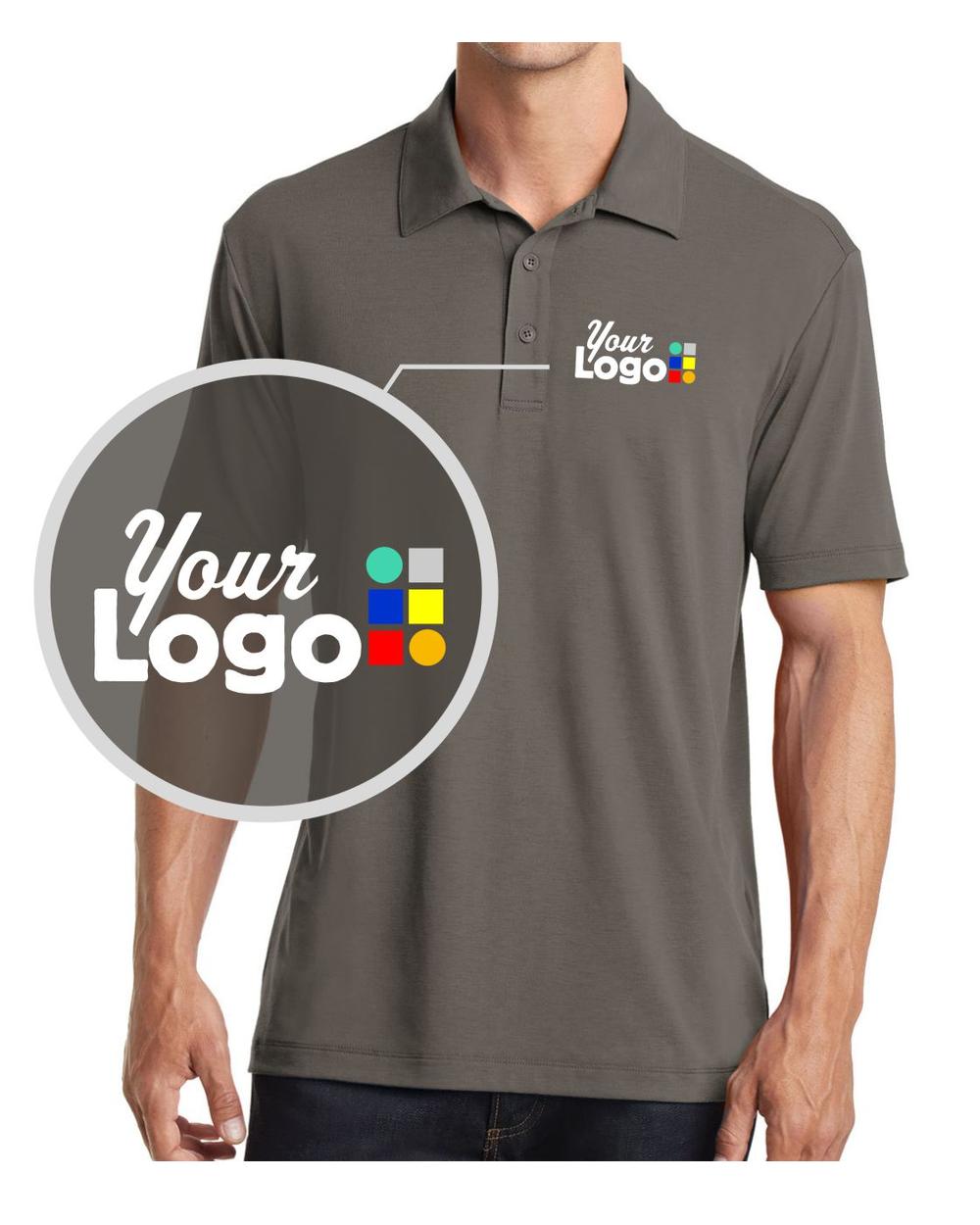 Port Authority S/S Cotton-Touch Performance Custom Golf Shirt, color: Grey Smoke