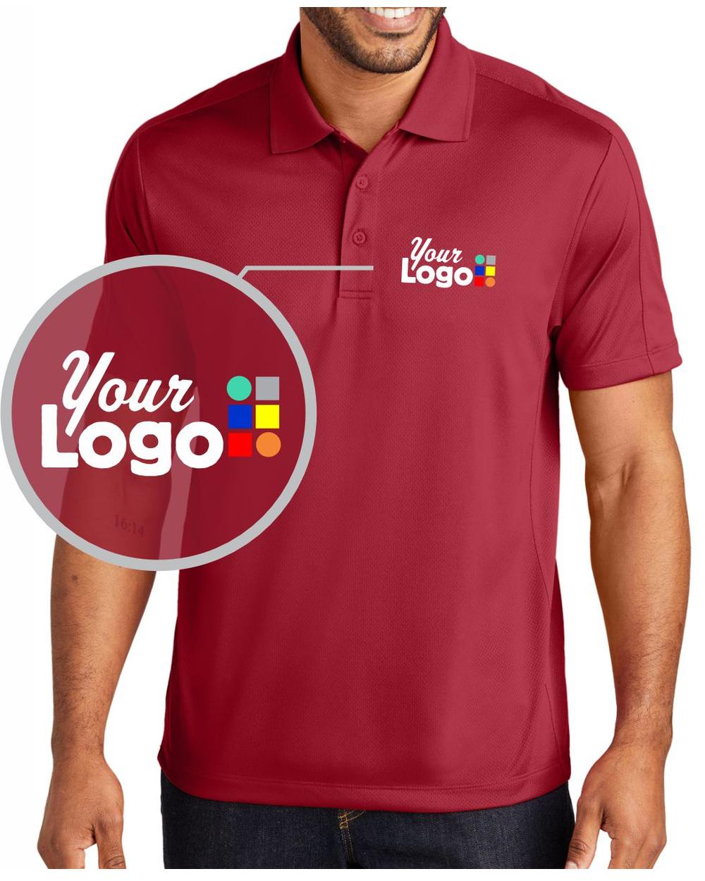 Port Authority S/S Diamond Jacquard Custom Golf Shirt, color: Rich Red