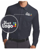 Port Authority L/S Dimension MicroPique Custom Shirt, color: Battleship Grey