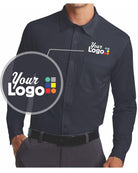 Port Authority L/S Dimension MicroPique Custom Shirt, color: Battleship Grey