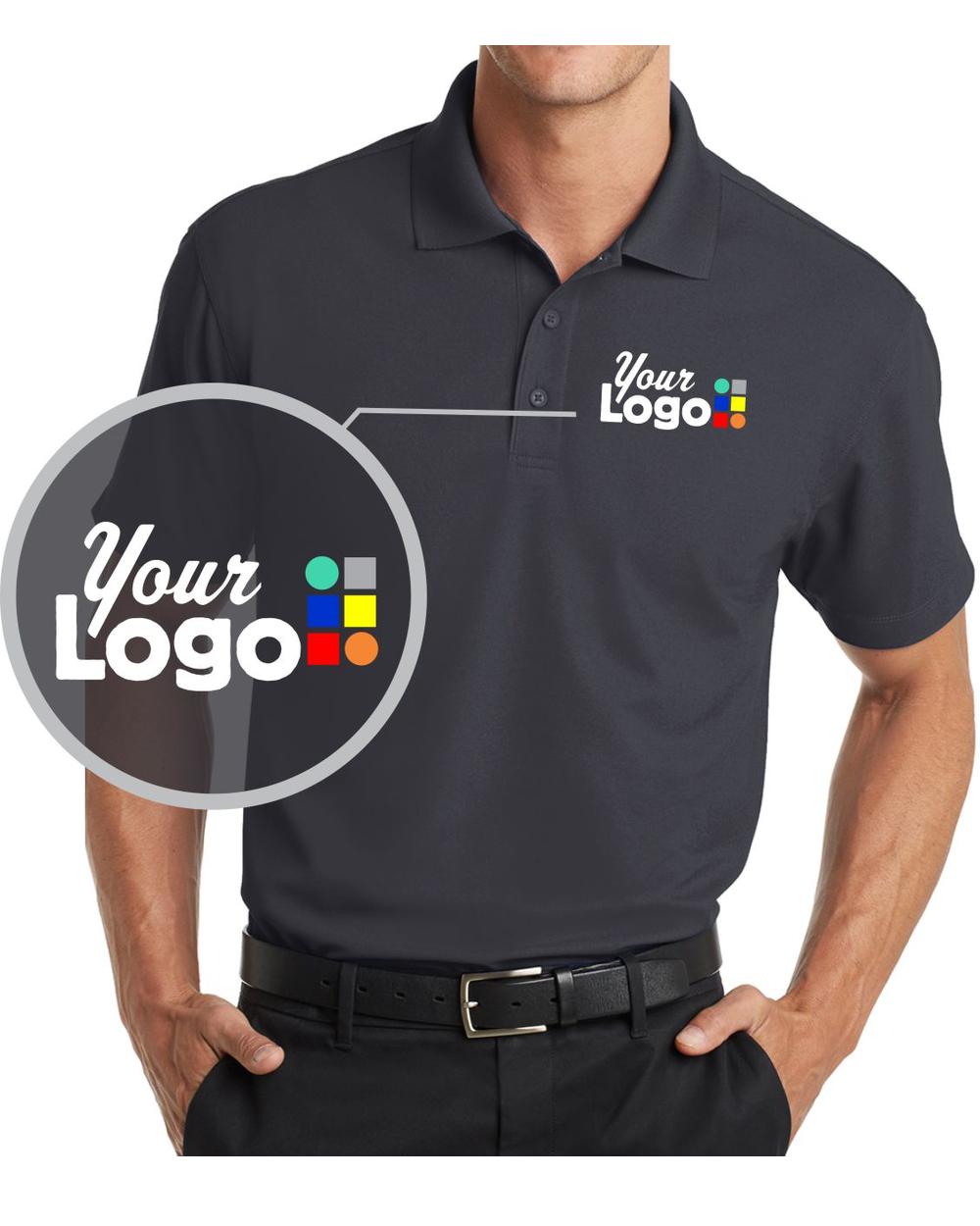 Port Authority S/S DryZone Grid Custom Golf Shirt, color: Battleship Grey