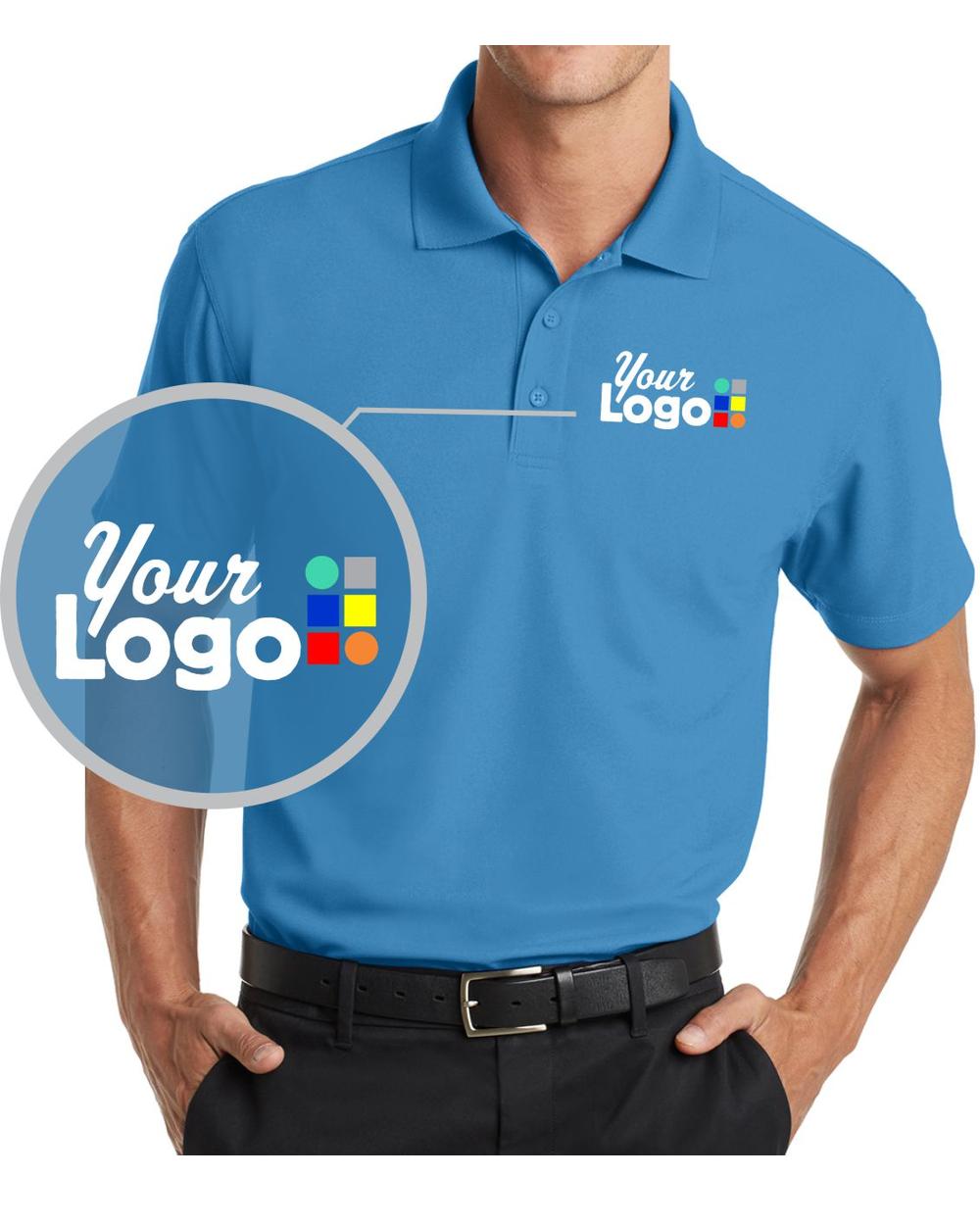 Port Authority S/S DryZone Grid Custom Golf Shirt, color: Celadon Blue