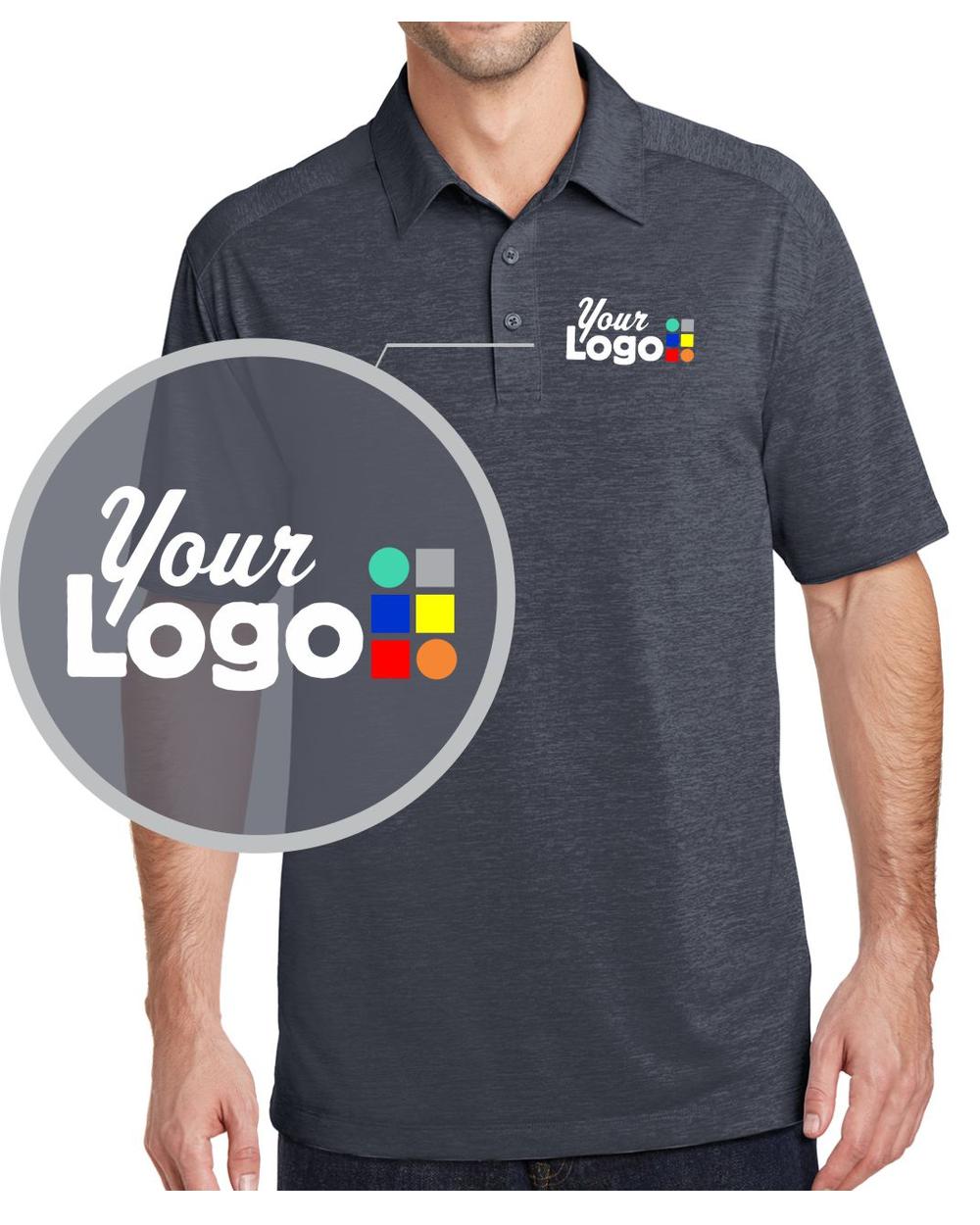 Port Authority S/S Digi Heather Custom Golf Shirt, color: Dark Grey