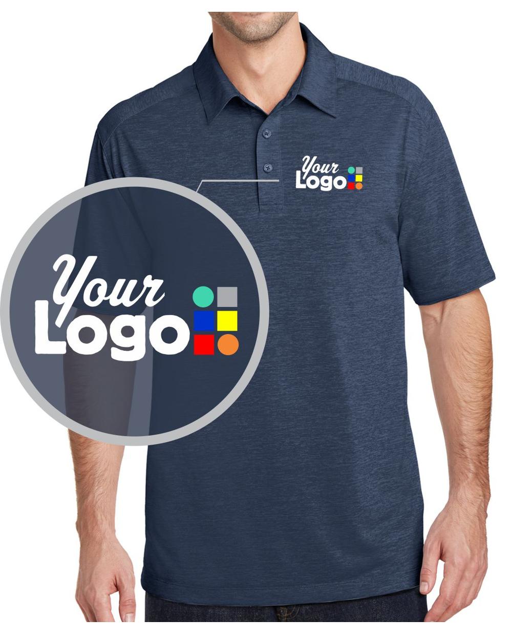 Port Authority S/S Digi Heather Custom Golf Shirt, color: Dress Blue Navy
