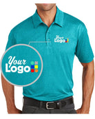 Port Authority S/S Trace Heather Custom Golf Shirt, color: Tropic Blue Heather