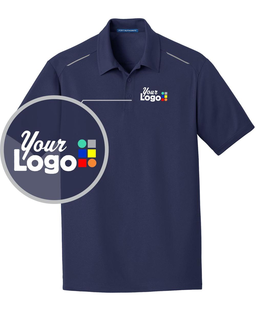 Port Authority S/S Pinpoint Mesh Custom Golf Shirt, color: True Navy