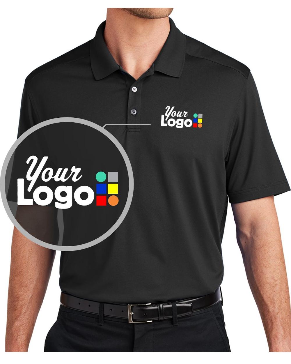 Port Authority S/S City Stretch Flat Custom Golf Shirt, color: Black