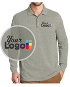 Port Authority L/S EZCotton Custom Golf Shirt, color: Oxford Heather