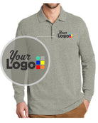 Port Authority L/S EZCotton Custom Golf Shirt, color: Oxford Heather