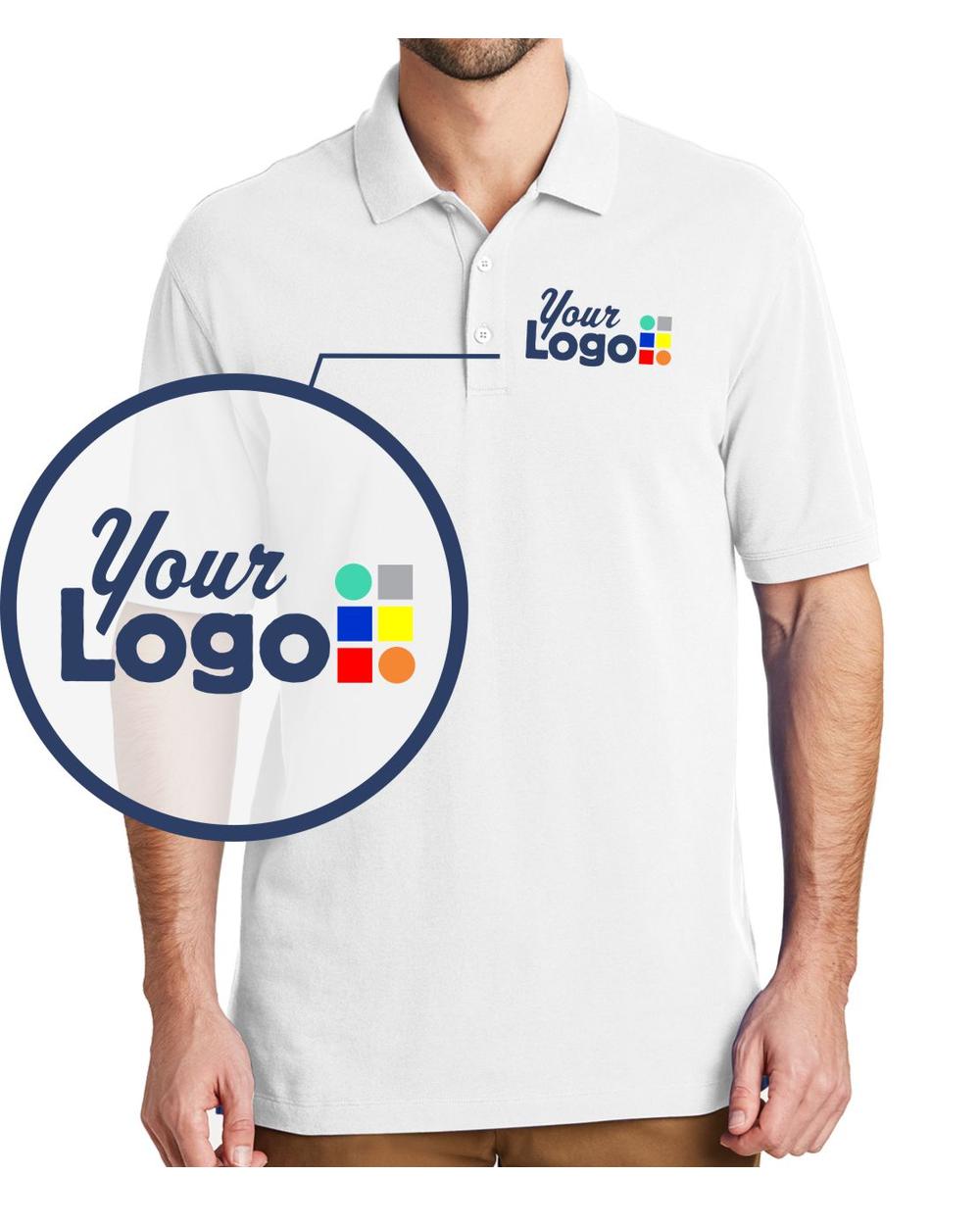 Port Authority S/S EZCotton Custom Golf Shirt, color: White