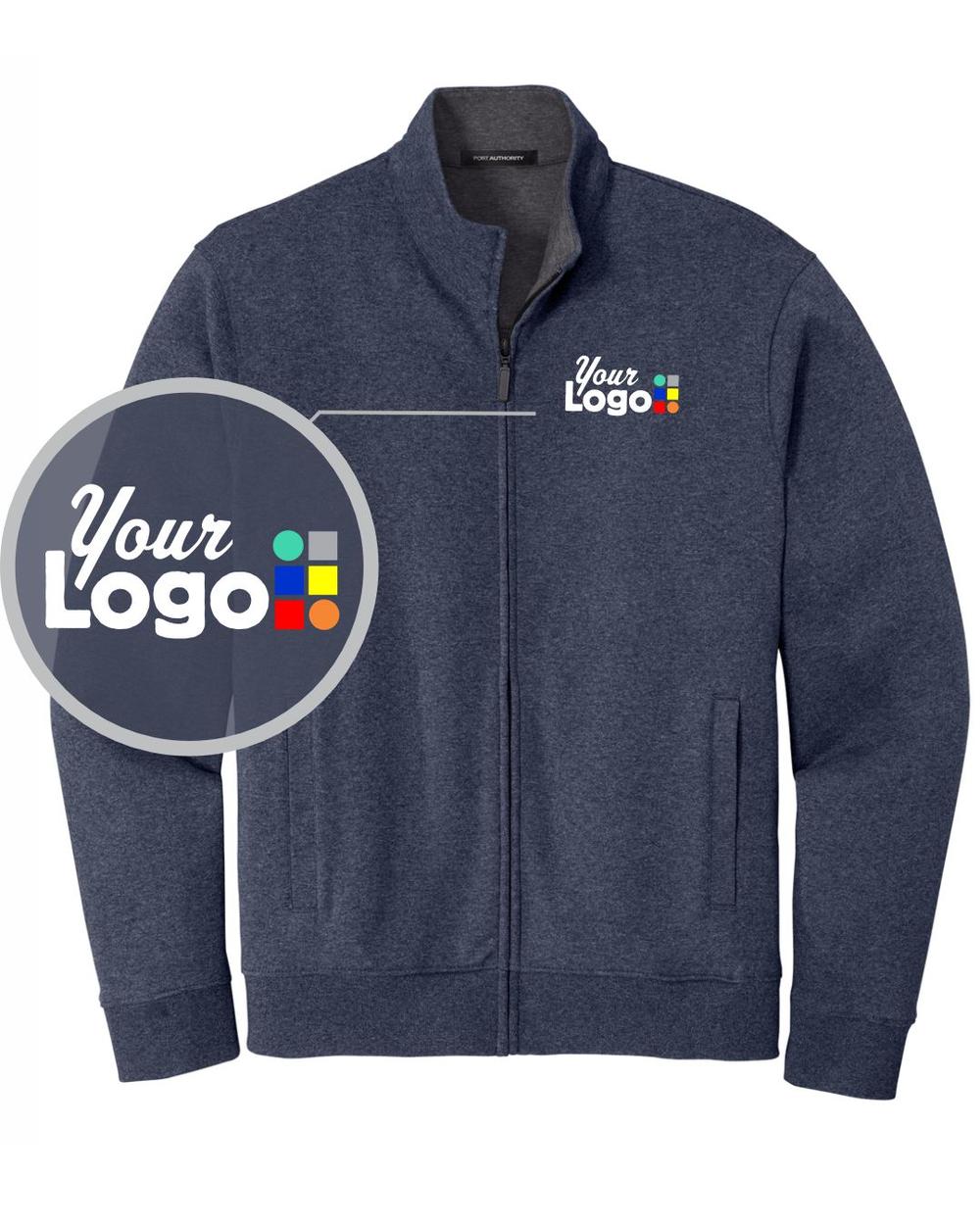 Port Authority Interlock Full-Zip Custom Jacket, color: Estate Blue Heather