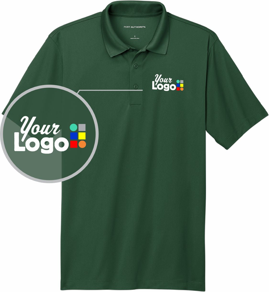 Port Authority S/S C-Free Performance Custom Golf Shirt, color: Forest Green