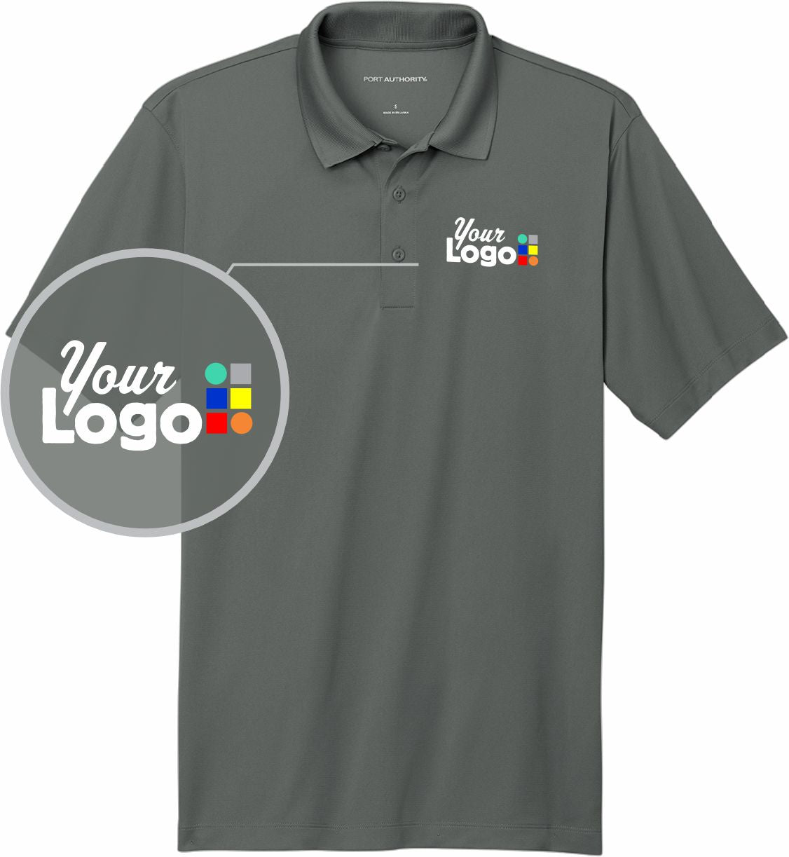 Port Authority S/S C-Free Performance Custom Golf Shirt, color: Smoke Grey