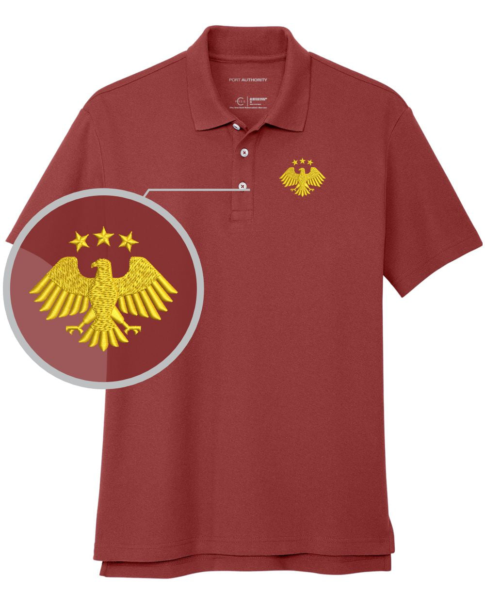 Port Authority S/S Honoring Syria's Second Independence Golf Shirt, color: Garnet