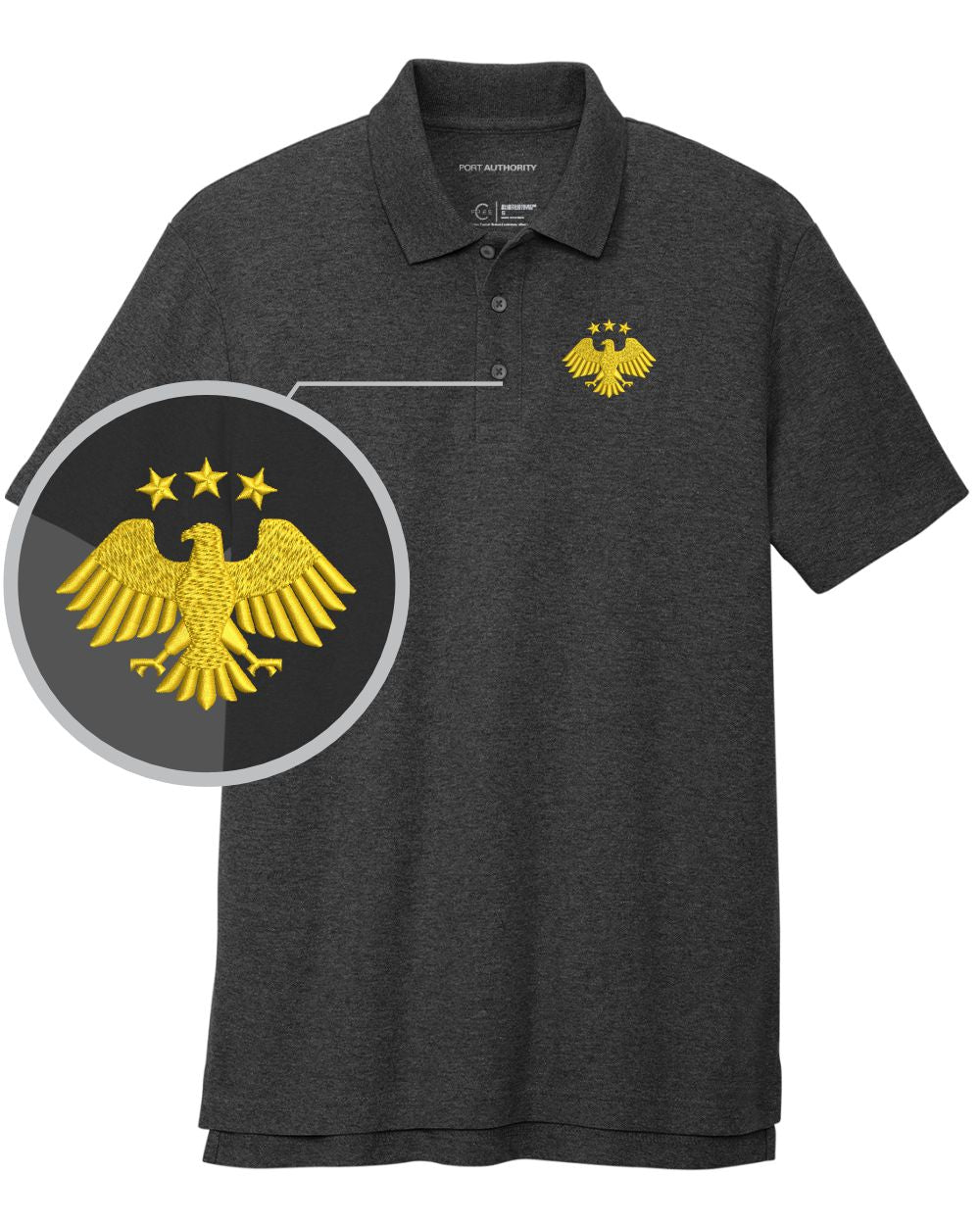 Port Authority S/S Honoring Syria's Second Independence Golf Shirt, color: Charcoal Heather