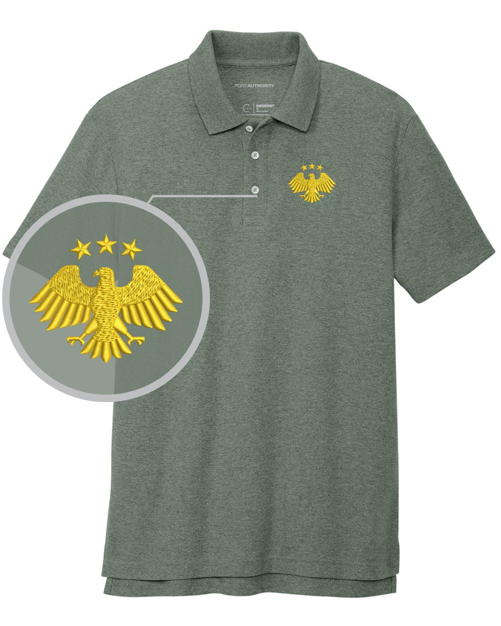 Port Authority S/S Honoring Syria's Second Independence Golf Shirt, color: Dark Green Heather