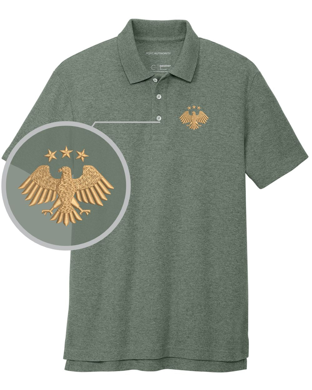 Port Authority S/S C-Free Blend Syria's New Eagle Golf Shirt, color: Dark Green Heather