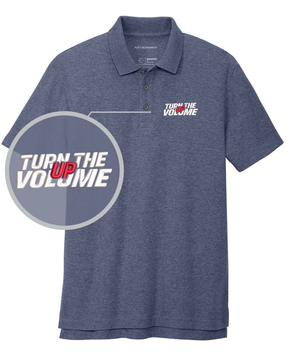 Port Authority S/S C-Free Blend Turn The Volume Up Golf Shirt, color: Navy Heather