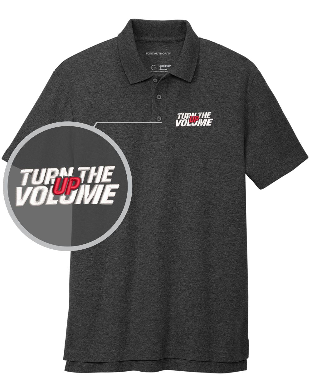 Port Authority S/S C-Free Blend Turn The Volume Up Golf Shirt, color: Charcoal Heather