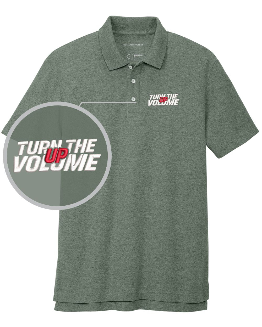 Port Authority S/S C-Free Blend Turn The Volume Up Golf Shirt, color: Dark Green Heather