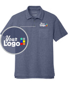 Port Authority S/S C-Free Cotton Blend Pique Pocket Custom Golf Shirt, color: Navy Heather