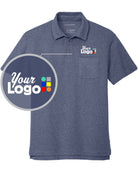 Port Authority S/S C-Free Cotton Blend Pique Pocket Custom Golf Shirt, color: Navy Heather