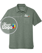 Port Authority S/S C-Free Cotton Blend Pique Pocket Custom Golf Shirt, color: Dark Green Heather