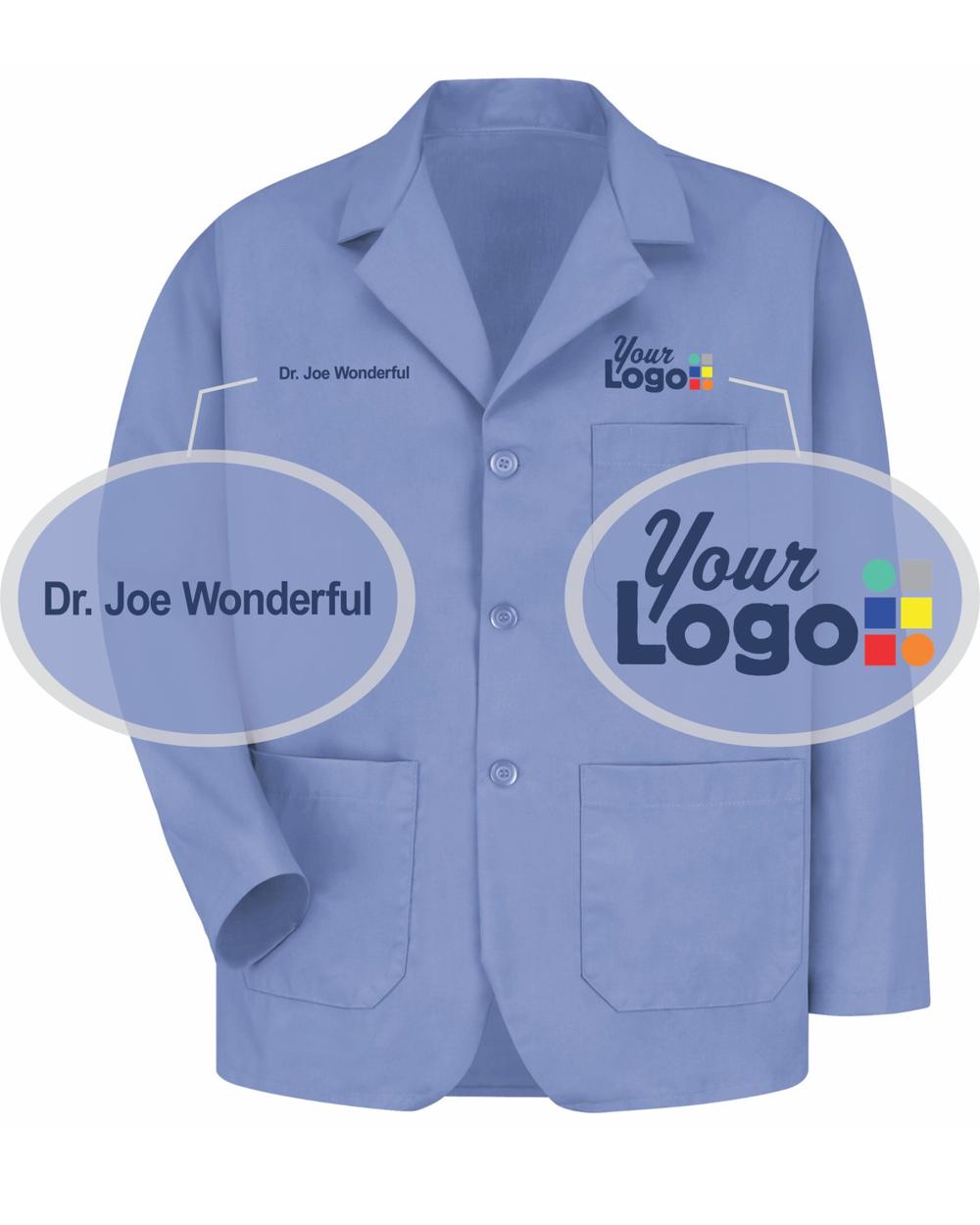 Men's Lapel Custom-Medical Coat, color: Light Blue