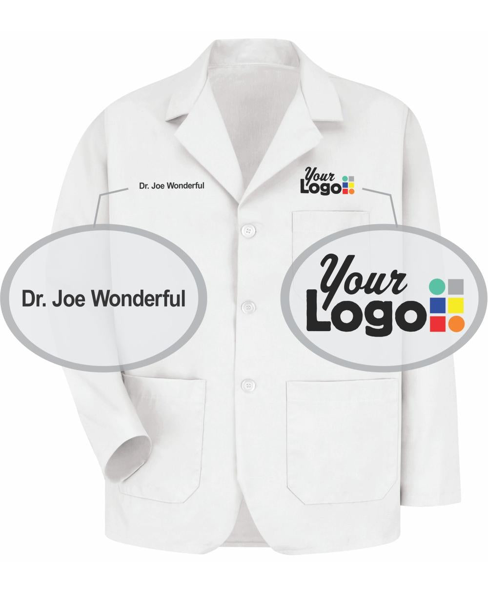 Men's Lapel Custom-Medical Coat, color: White