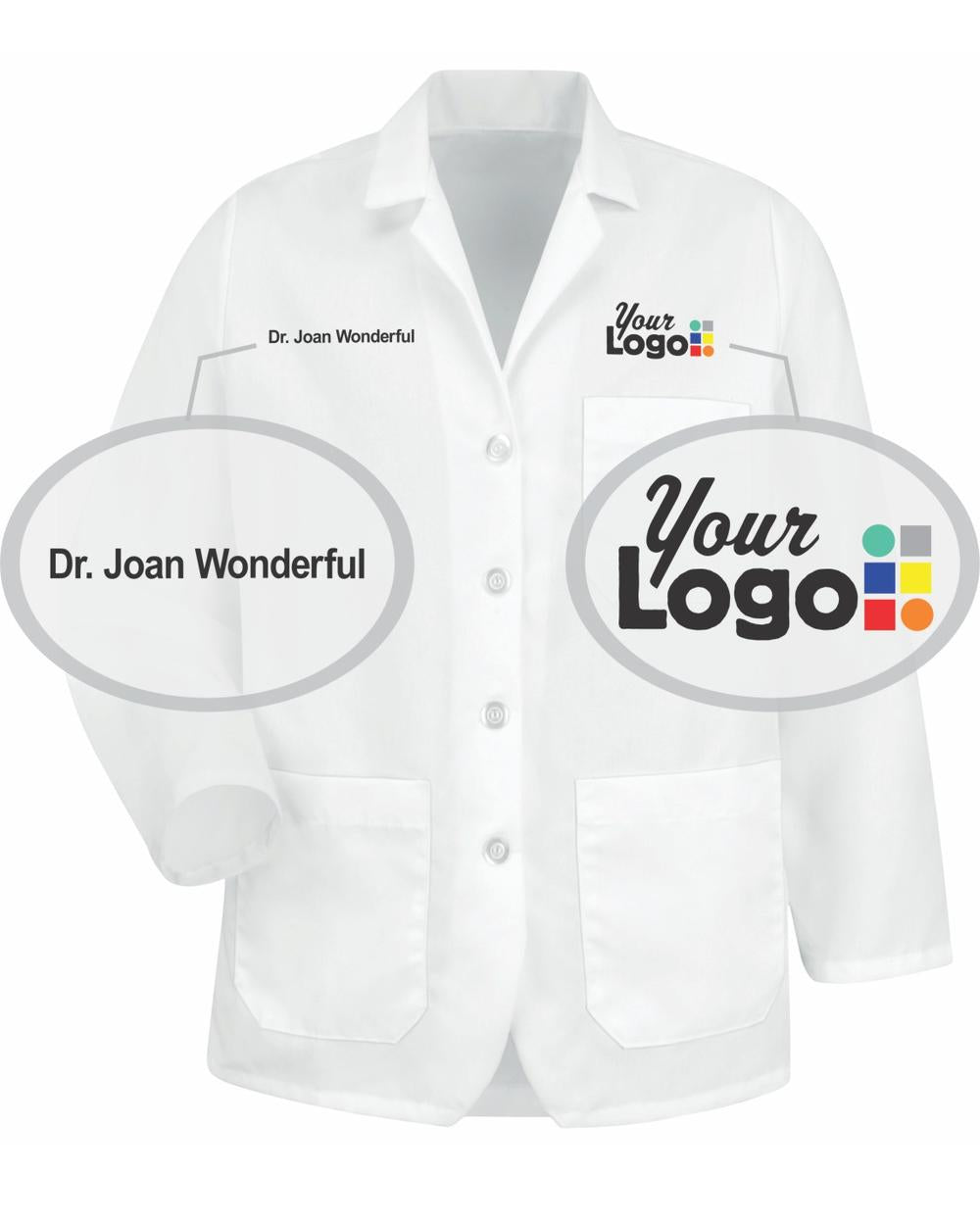 Women's Lapel Custom-Medical Coat, color: White