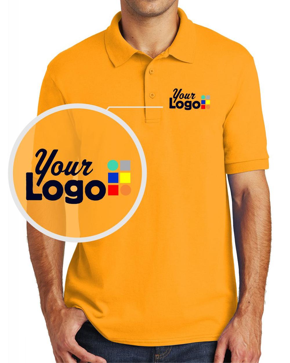 Port & Company S/S Core Blend Custom Golf Shirt, color: Gold