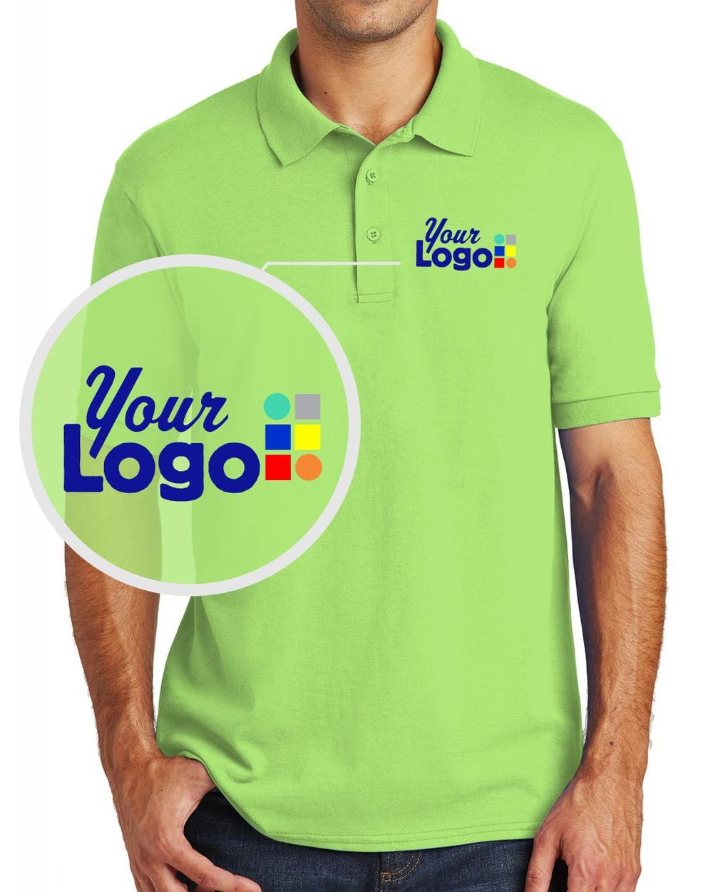 Port & Company S/S Core Blend Custom Golf Shirt, color: Lime