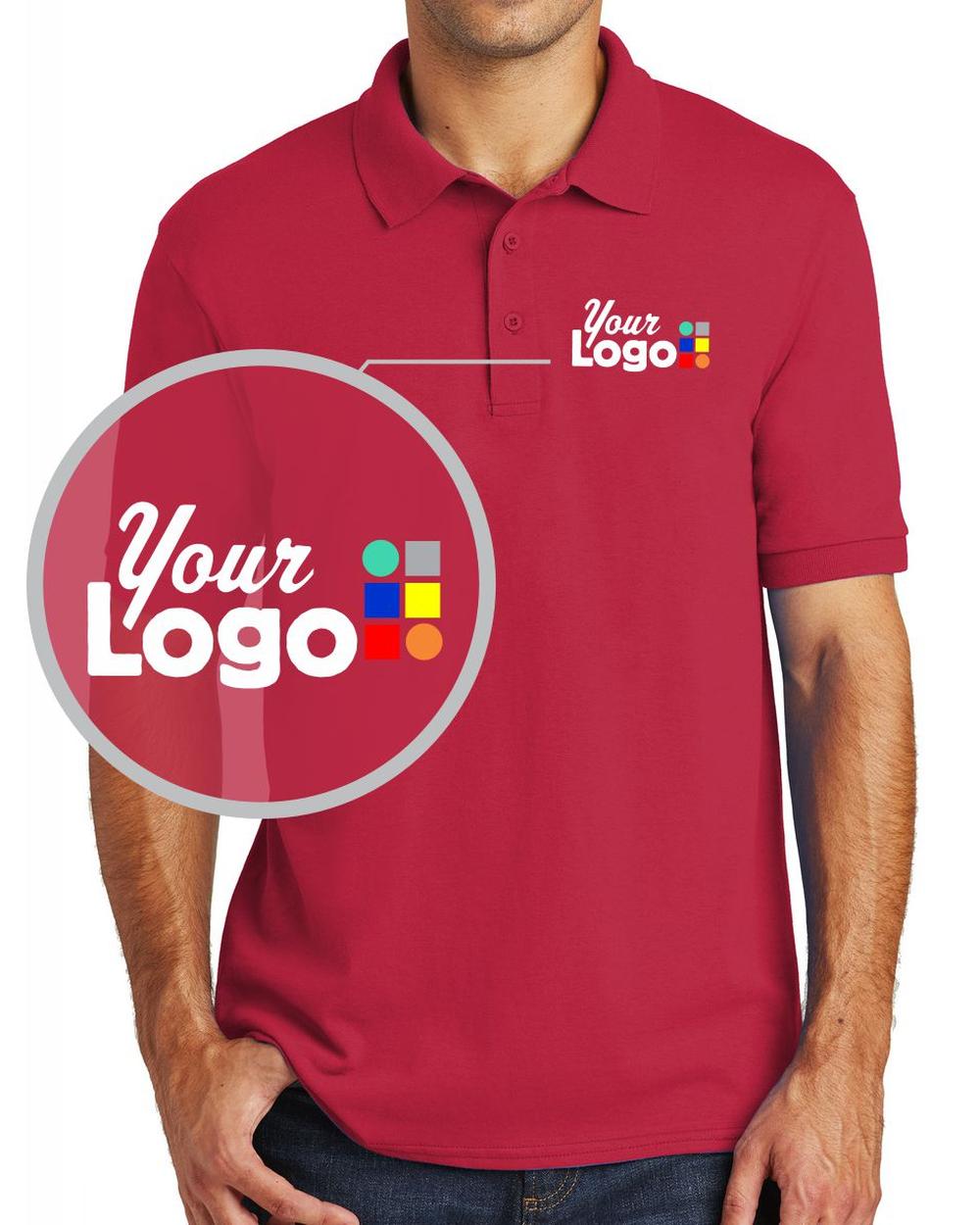 Port & Company S/S Core Blend Custom Golf Shirt, color: Red