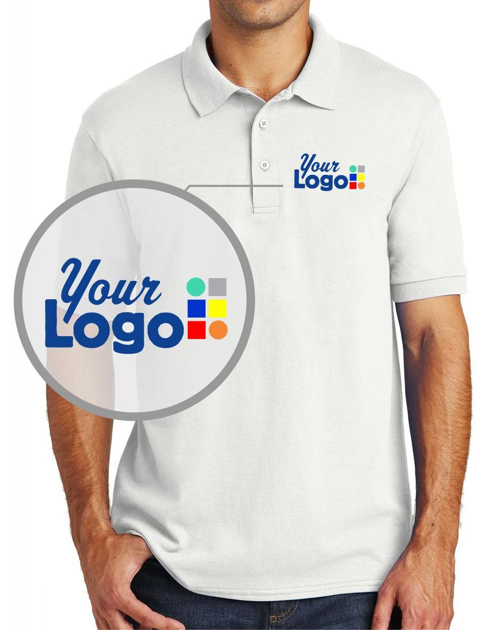 Port & Company S/S Core Blend Custom Golf Shirt, color: White