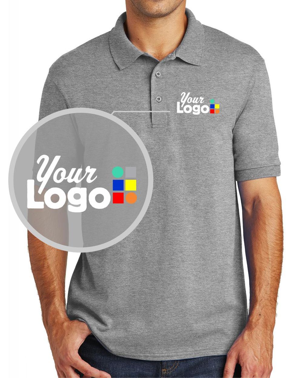 Port & Company S/S Core Blend Custom Golf Shirt, color: Athletic Heather