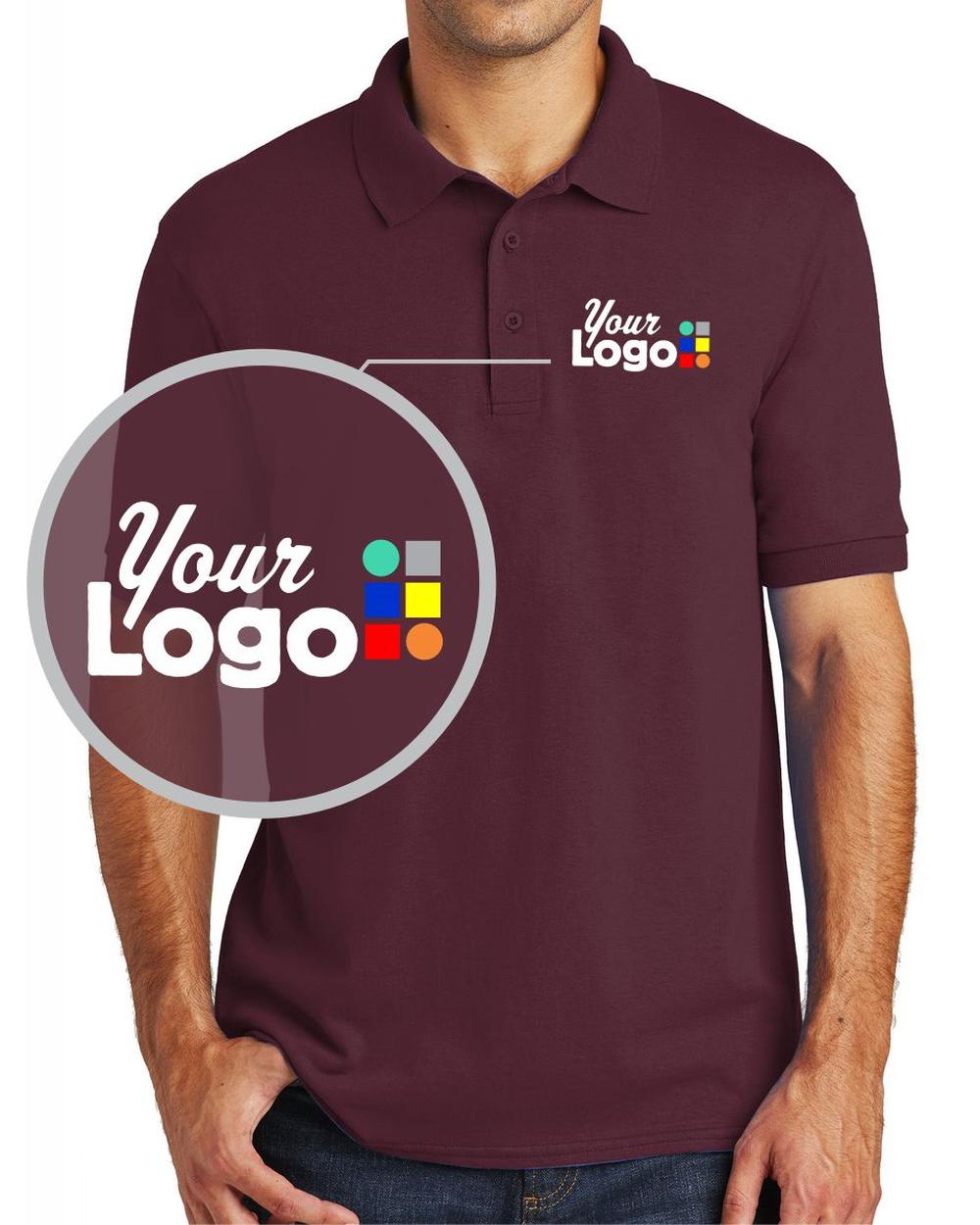 Port & Company S/S Core Blend Custom Golf Shirt, color: Athletic Maroon