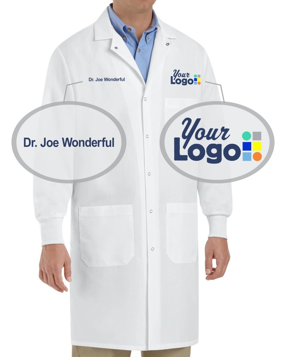 Cuffed-Sleeves Custom-Medical Coat, color: White