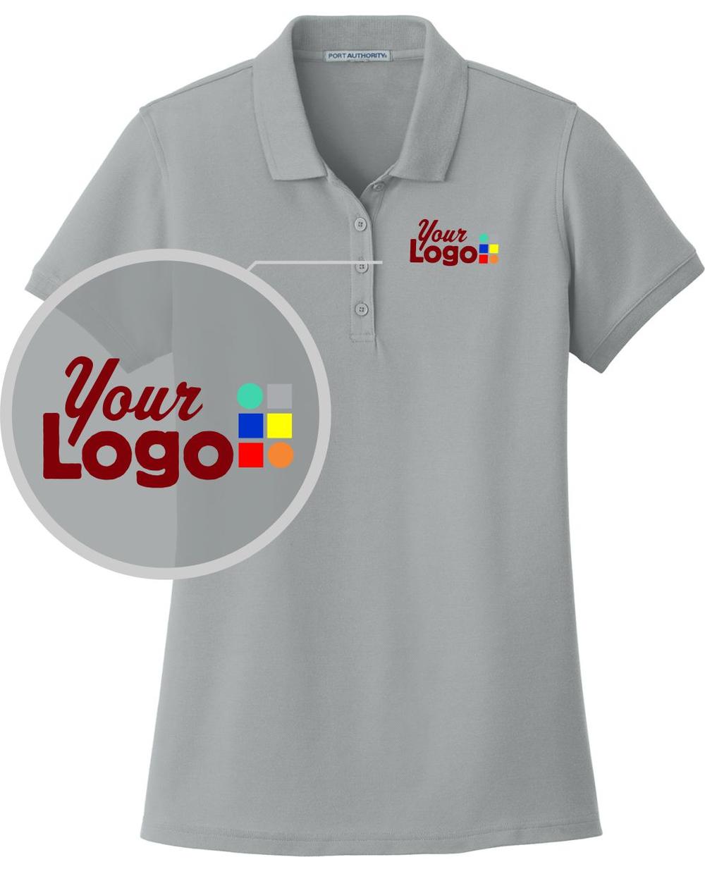 Port Authority S/S Core Classic Pique Custom Golf Shirt, color: Gusty Grey