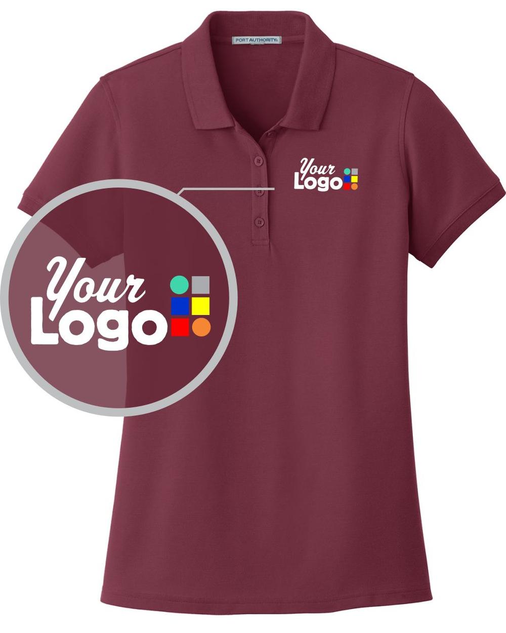 Port Authority S/S Core Classic Pique Custom Golf Shirt, color: Burgundy