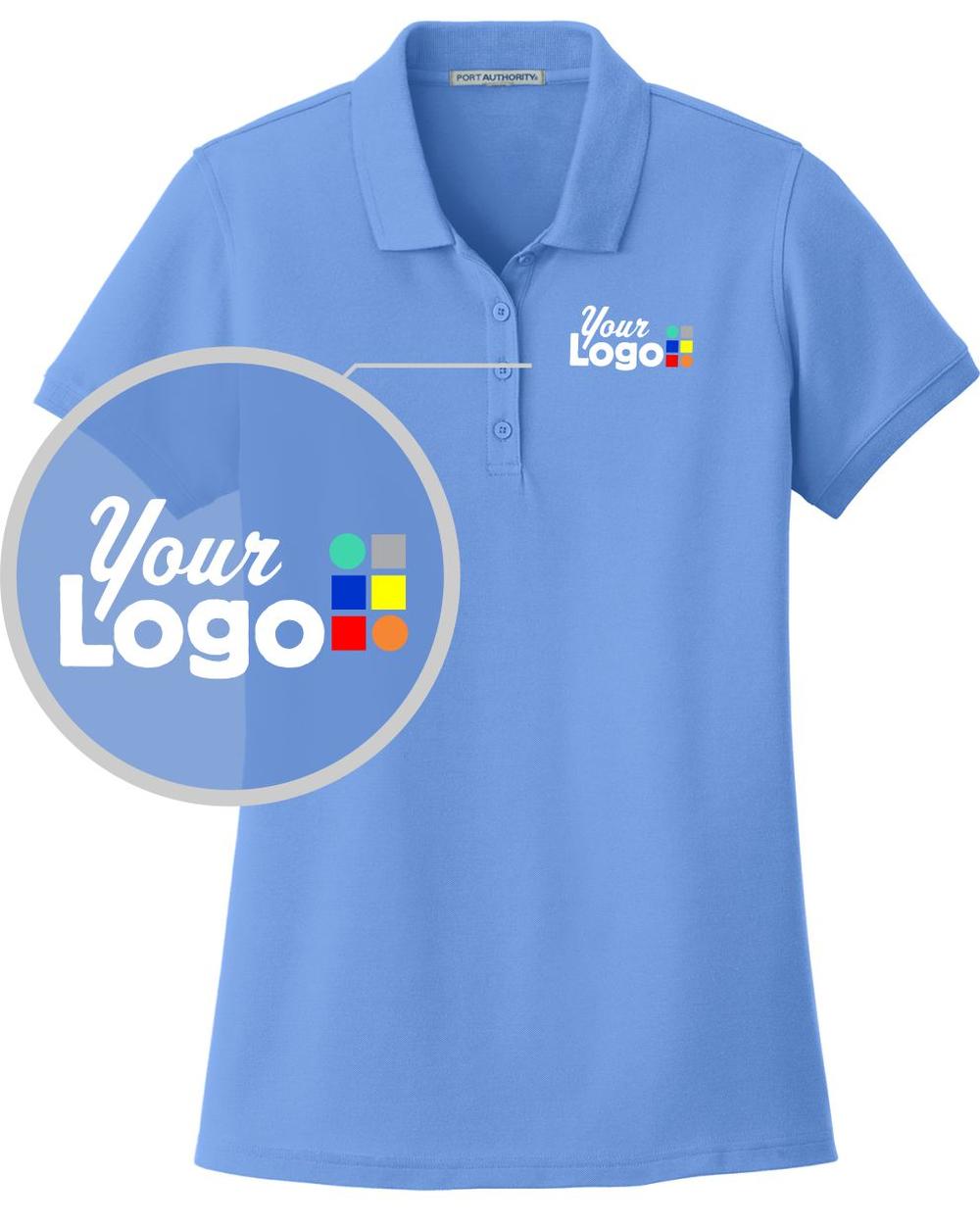 Port Authority S/S Core Classic Pique Custom Golf Shirt, color: Carolina Blue