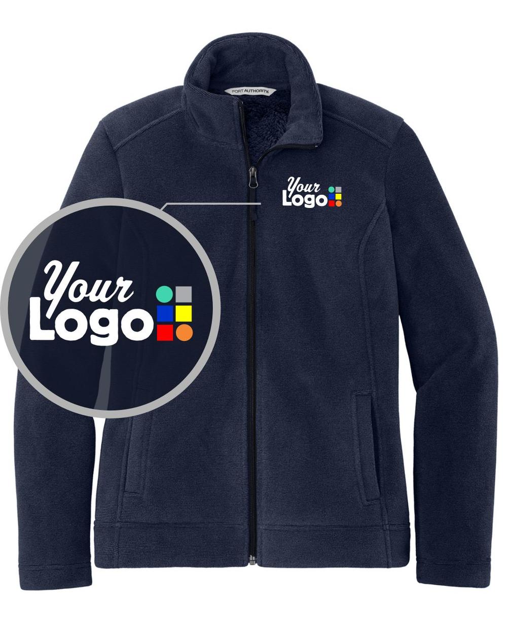 Women's Ultra Warm Brushed Fleece Custom Jacket, color: Insignia Blue/River Blue Navy